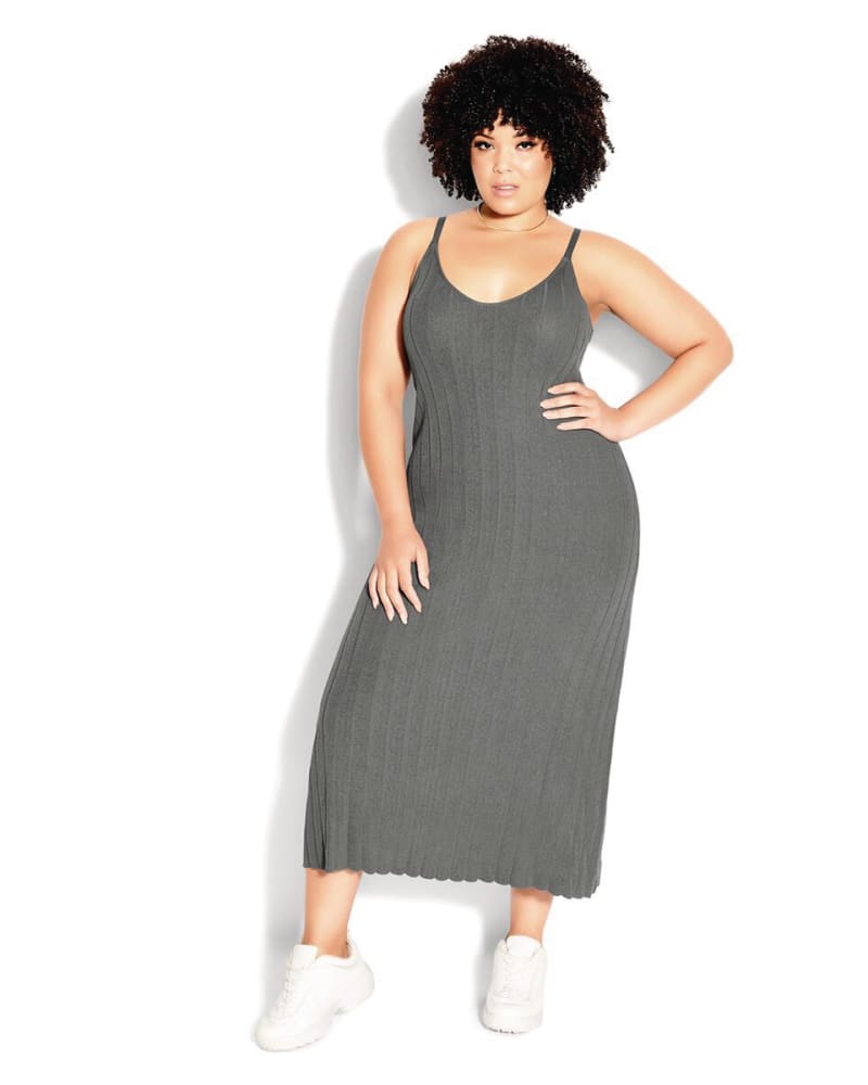 Plus size model wearing Luxe Knit Midi Dress by City Chic | Dia&Co | dia_product_style_image_id:172098